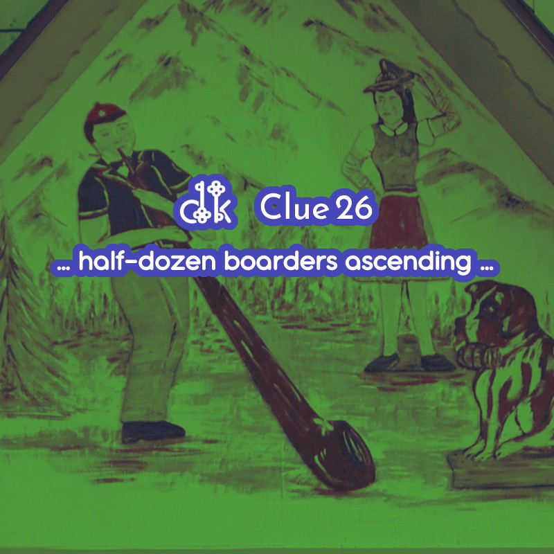 Clue #26 - ... half-dozen boarders ascending ...